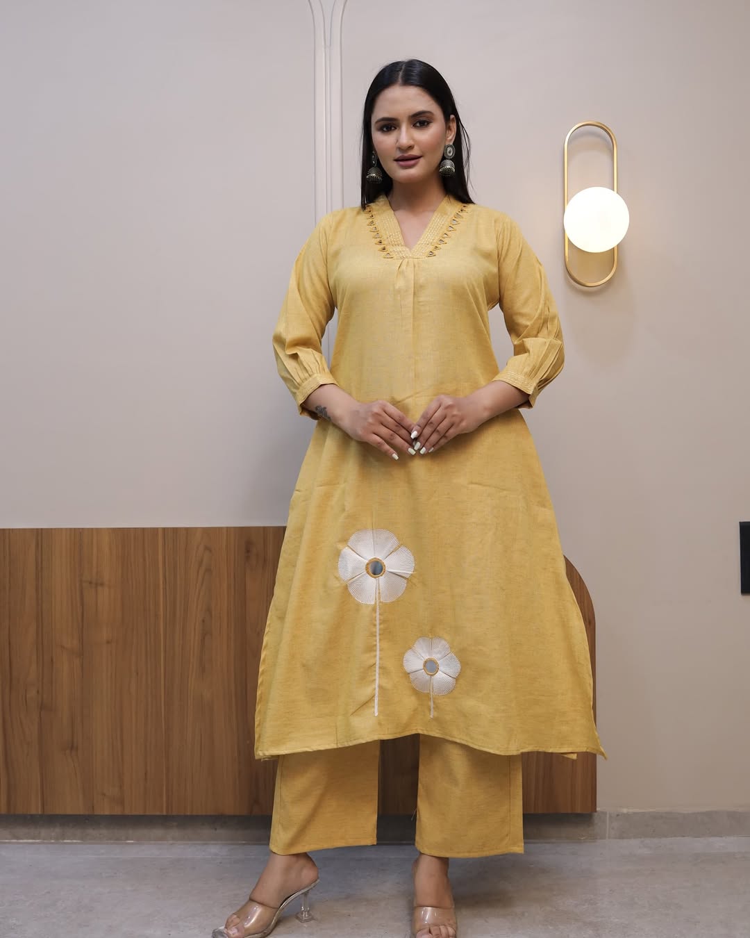 Classic V-Neck Cotton Kurta